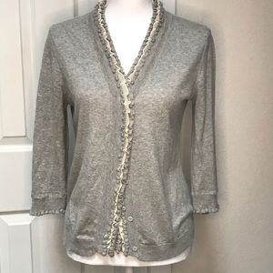 BOB TIMBERLAKE Cashmere Blend Cardigan with Ruffles and Snap Front Medium M